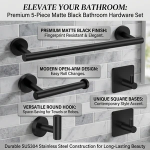 Silver Black Aluminium Modern Bathroom Accessory Set Single Toilet Towel Rack Space Saving Hotel Home Bathroom Hardware Sets