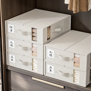 Portable Large Capacity Quilt Foldable Storage Box Clothes Blanket Sheet Bedding Under Bed Storage Organizer Bins With Label