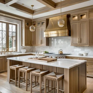 CBMMART Luxury Classical Shaker Style American White Oak Solid Wood Kitchen Cabinet