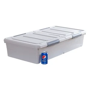 In-stock Wholesale Nordic Style PP Foldable Rectangular Under-bed Storage Box Flat Drawer-style Casters Dust-proof