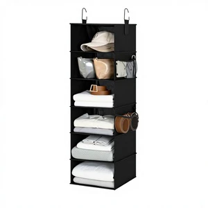 Wardrobe Hanging Storage Bag Non-Woven Multi-Layer Clothing Organizer Closet Bag Europe-Compliant 31.5x31.5x121.5CM