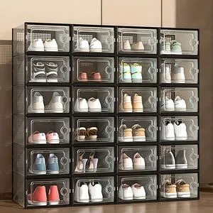 PP Plastic Transparent Foldable Dustproof Shoe Box Rack Cabinet for Dormitory and Household Storage