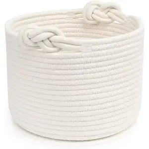 Nordic Modern Style Simple Cotton Rope Storage Basket Home Woven Stackable Fabric Storage Bucket For Children's Toy Storage