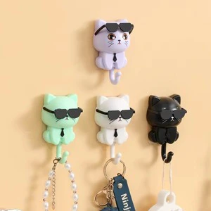Creative Cats Sunglass Wall Hanging Hanger Rack Creative Cartoon Clothes Hook Key Clothes and Hat Adhesive Hook