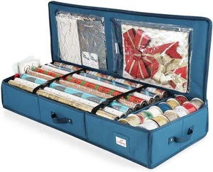 Christmas Gift Wrap Storage Organizer Multifunctional Holiday Accessory Box Folding Heavy Duty Polyester Fabric Custom Logo