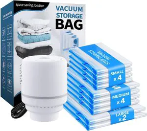 Vacuum Seal Bags Clothing Organizer 12 Pack Space Saver Storage Bags for Travel Luggage