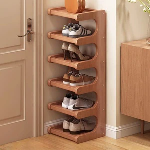 Simple Shoe Rack Multilayer Bamboo Wood Design For Home Dormitory Entryway Storage Organization