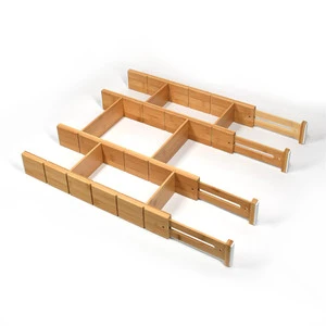 Custom 4-Pack Expandable Bamboo Drawer Dividers Set Adjustable Drawer Organizers Separators With Inserts For Kitchen Utensil