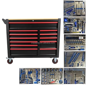 12 Drawers Trolley with 526pcs Tools in 7 EVA Foam Trays OEM Customizable Auto Repair Tool Cart Set for Garage (3-Year Warranty)
