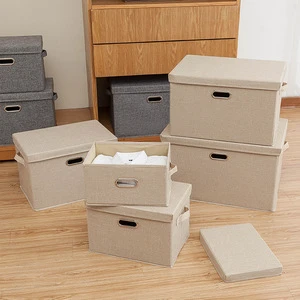 High Quality Rectangular Fabric Storage Box With Lid Sustainable Clothing Office Organizer Bin For Hotels Closet Shelf Cabinet