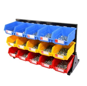 Spare Parts Storage 15 Storage Bins Garage Rack Tool Organizers Wall Mount Organizations Louver Panel with Storage Bins