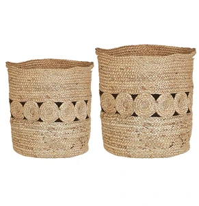 Hot New Design Eco-Friendly Water Hyacinth Woven Storage Basket Minimalist Cylinder Shape Kitchen Space Organizer