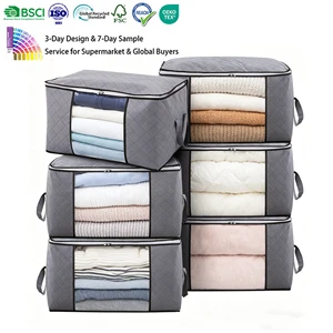 Breathable Wardrobe Organizer Bag with Handle Clear Window Non-woven Clothes Storage Bags