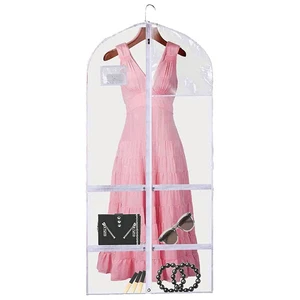 PEVA High Quality Foldable Hanging Garment Storage Bag Waterproof Dustproof Transparent Closet Organizer with Zipper Pockets