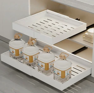 Expandable Heavy Duty Space Saving Adhesive Pull-Out Basket Kitchen Sliding Pull Out Cabinet Organizer