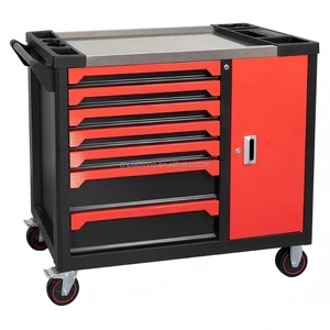 7-Drawer Heavy-Duty Iron Work Tool Chest Trolley Cabinet OEM Powder Coating Movable Workshop Bench Storage