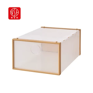 NSH6076 Modern Clear Stackable Shoe Storage Box Foldable Shoe Storage Box Custom Clear Shoe Box