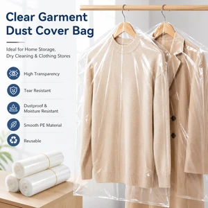 Transparent Dust Covers and Garment Bags for Household Clothes Dry Cleaner Use Coat Suit Protection Plastic Clothing Storage