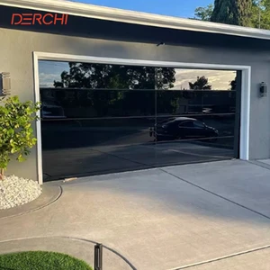 Modern Design Manufacturer Smart Sectional Glass Garage Doors For Villa Home Automatic Durable Customized Black Garage Door