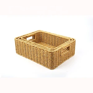 Plastic Woven Storage Basket Set Bathroom Basket Bedroom Organization