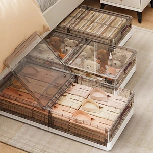 Organize Your Space: SpaceSaving Foldable Storage Box with Cover Perfect for Under Bed Use