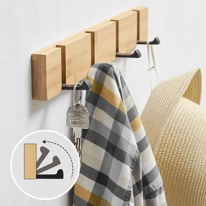 Wooden Invisible Bathroom Hook Creative Aluminum Wall Mounted Door Key Storage Hanger Coat Towel Holder 3 4 5 6 Hooks