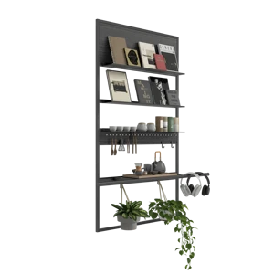 Modern Design Space - Switchable Wall Hanger Aluminum Multifunctional Wall-Mounted Storage Rack with Shelf for Home&Balcony