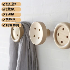 Solid Wooden Button Wall Hook Wall Mounted Creative Button Shape Walnut Decorative Hooks Wall Mounted Coat Hooks