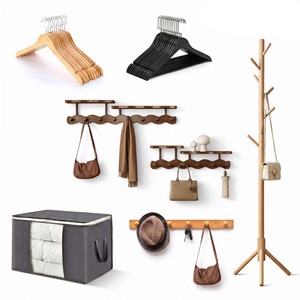 Stylish Wooden Wall Coat Rack with Hooks - Multi-functional Home Storage Unit Wood Coat Rack Storage