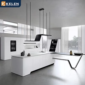 Kelen 2026 Cabinet Kitchen Islands High Gloss Lacquer Modern Modular Supplier Design White Marble White Kitchen Wall Cabinets