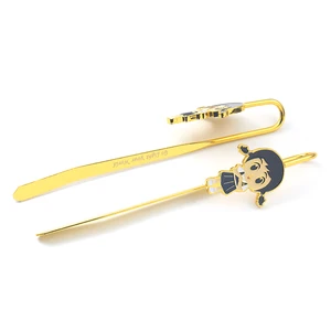 Soft Enamel Cartoon Girl Custom Metal Steel Iron Golden Bookmark Clip