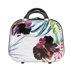 Fashion Small Hard Shell Cosmetic Case 14 Inch Travel Hand Luggage Portable Carrying On Box Makeup Suitcase