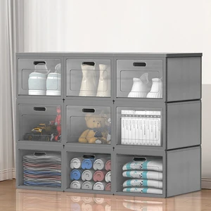 Authentic 3 Tier Foldable Shoe Storage Box No Assembly Needed 30s Quick Setup Stackable Fabric Plastic Shoe Organizer with Door