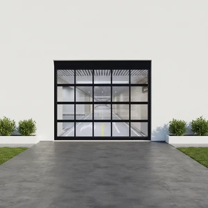 Minimalist Interior Kitchen Foldable Glass Garage Door With Decoration See-Through Design And Finished Surface