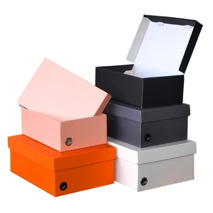 Hard Leather Boxing Shoes Storage Box with Custom Embossed Logo, Folded Leather Paper Packaging Box, Wholesale Paper Shoe Boxes