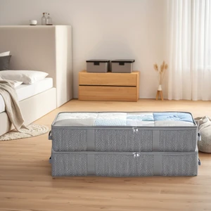 Large Capacity Foldable PVC & Fabric Under Bed Storage Organizer Space-Saving Minimalist Design with Durable Handle
