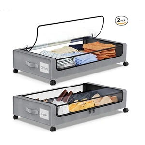 Light Luxury Removable Wheels Under-Bed Storage Box Dust-Proof Rack for Clothing Shoes and Socks Household