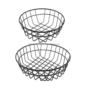 Azora Industries Kitchen Black Metal Iron Eco-Friendly Multifunction Modern Wired Handle Storage Basket for Vegetable Fruit