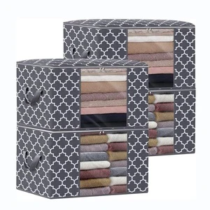Foldable Clothes Storage Bag with Clear Window Eco-friendly Durable Clothing Organizer for Wardrobe