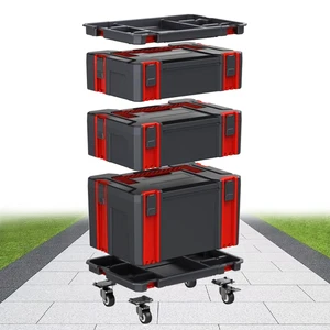 VERTAK Household Stackable Plastic Garage Mobile Box Trolley Tool Storage Cabinet