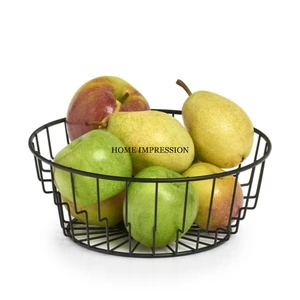 Extremely Good Design Iron Basket in Black Color Round Shape Basket With Iron Wire Made Vegetables & Fruits Basket at Low Rate