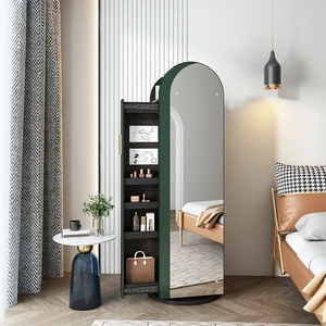 Contemporary High Rotating Coat Rack Bedroom Mirror Storage Wooden Coat Stand