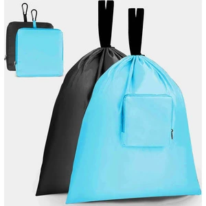 HSO36 Foldable Drawstring Travel Laundry Bag Square Storage Bag Washable Dirty Clothes Pouch with Carabiner Handle Wholesale
