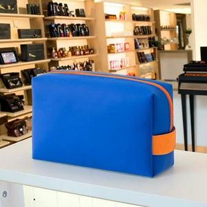 Factory Direct Travel Portable PU Cosmetic Storage Wash Bag Waterproof Durable with Logo Pattern Fashionable Handled Style