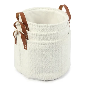 Fabric Basket Woven Storage Rope Basket Fabric Storage Bins Portable Organizer Storage Basket with Handle