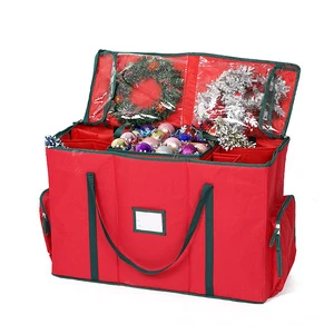 Hot Sale Large Capacity Oxford Fabric Xmas Ball Storage Box Bins with Removable Cardboard