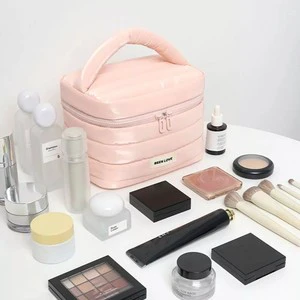 New Arrival Bubble Grid Makeup Bag Handheld Portable Polyester Pouch Bag Toilet Products Puff Cosmetic Bags