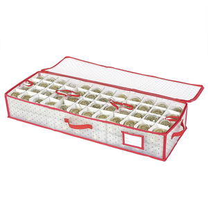 Adjustable Dividers Holders Large Under Bed Christmas Ornament Storage Box With Grids for Christmas Balls