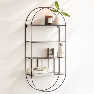 Wall Mounted Iron Multi-layer Storage Rack & American Industrial Style Bookshelf 33x13x78 Dimensions Arch Shape