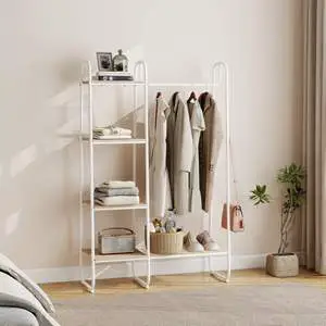 Heavy Duty Multi-Functional Durable Carbon Steel Modern Standing Type Coat Rack with Storage for Living Room